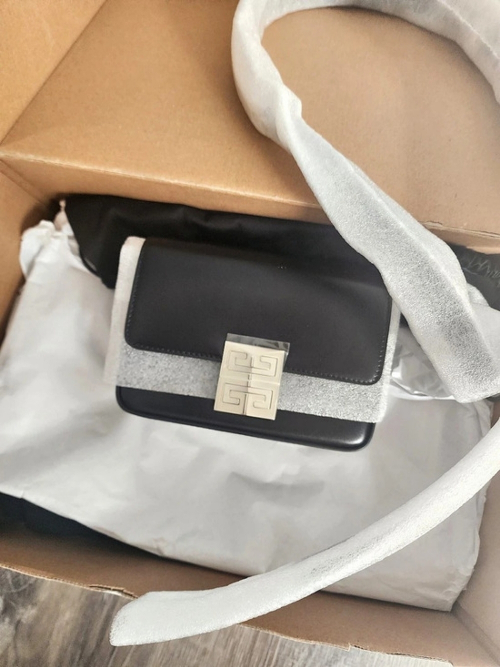 Givenchy Small 4G Bag in Box Leather Black & White Crossbody Bag
